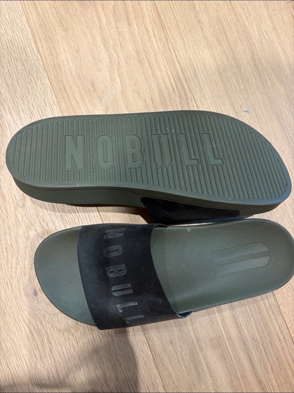 NOBULL Olive Footbed Slide Sandals with Black Straps - Picture 2 of 2